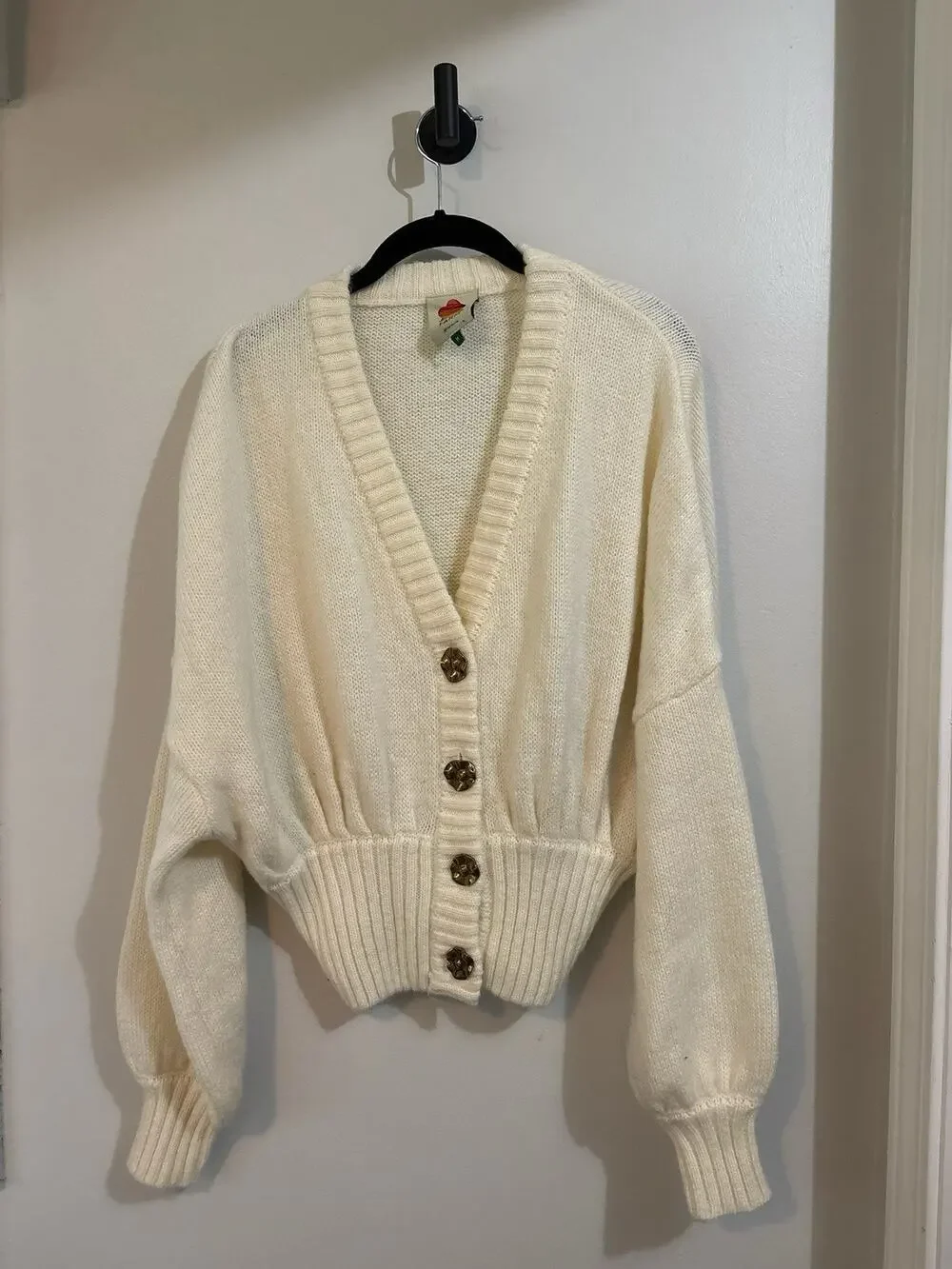 Farm Rio Bubble Knit Button Up Cardigan Ivory Women’s Medium
